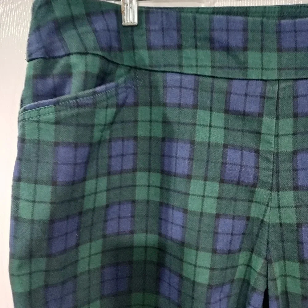 Croft & Barrow Blue and Green Plaid Effortless Stretch Bootcut Pants in Size 20W
